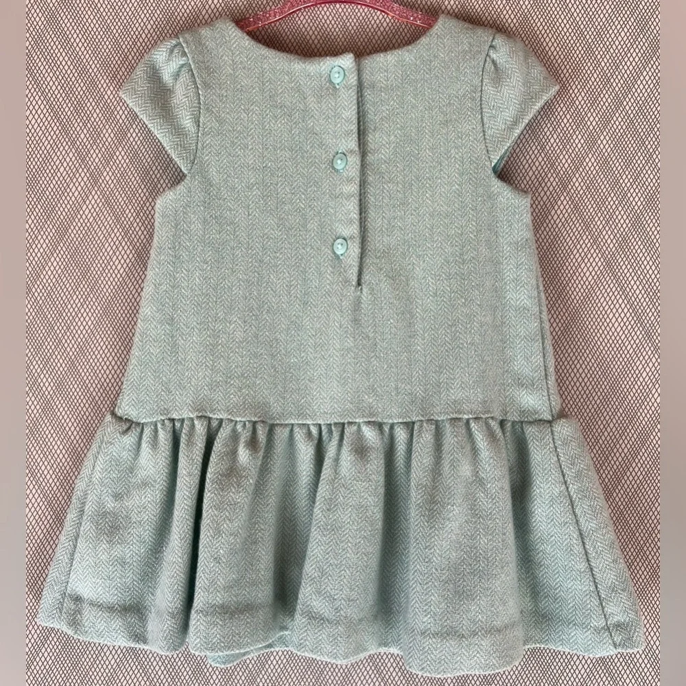 Janie and Jack - Blue herringbone tweed fabric wool peplum dress (Sz 12-18m)